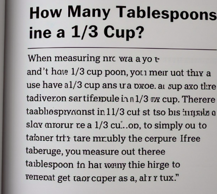 how many tablespoons in 1/3 cup